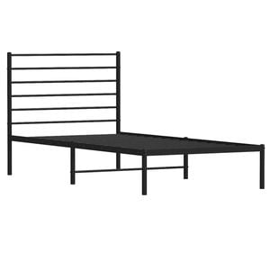 vidaXL Bed Frame Base Slat Bed with Headboard Black 106x203 cm King Single Size