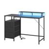 Ufurniture 120cm Computer Desk Reversible Gaming Desk with Power Outlets and Monitor Stand Black