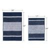 Smarcute 2 Pieces (50x81cm & 43x61cm) Striped Plush Chenille Bath Mat Bathroom Kitchen Rugs Navy And White