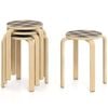 Costway 4pcs Stacking Stool Round Dining Chair Birch Wood Yellow