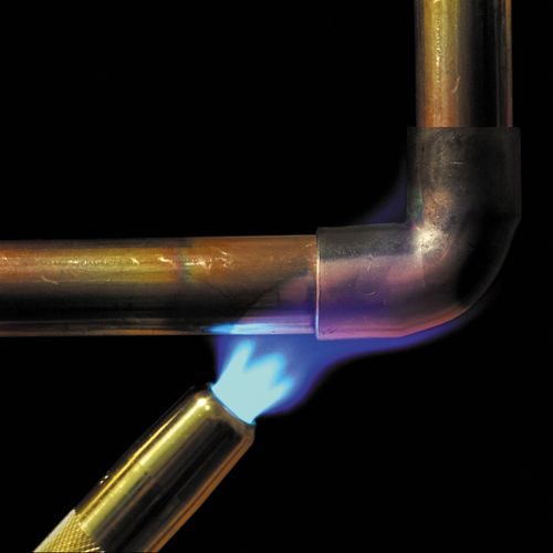 Closeup of a handheld torch in action