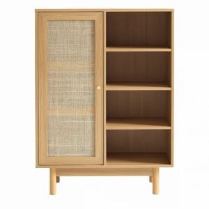 Foret Rattan Buffet Sideboard Cabinet Storage Cupboard Display Unit 80cm Oak