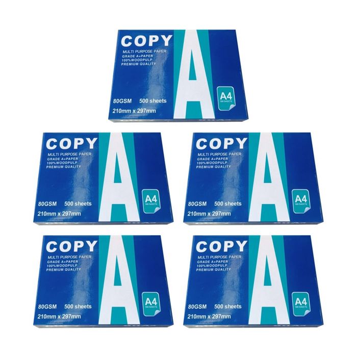 5pk Braz A4 Copy Paper 80gsm 500 Sheets Ream Office Stationery 210x297mm White