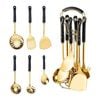 Catzon 7 Pcs Stainless Steel Kitchen Utensils for Cooking with Hanging Shelf-BlackB
