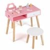 Costway Kid Table Chair Stool Set Pretend Nail Salon Playset Accessories