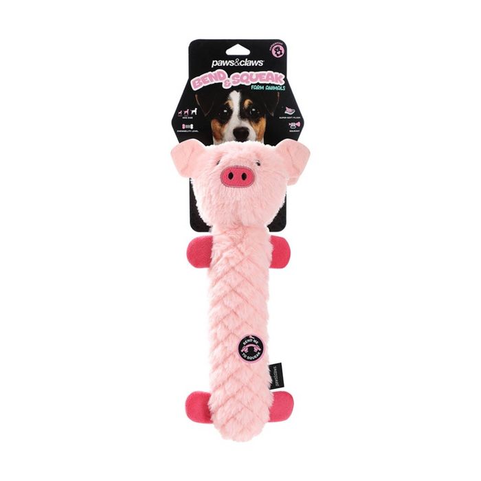 Paws And Claws Pet Dog Toy Bend Squeak Accordion Plush Assorted 40cm