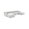Foret 6 Seater Sofa Modular Arm Ottoman Tufted Velvet Lounge Couch Chaise Beige