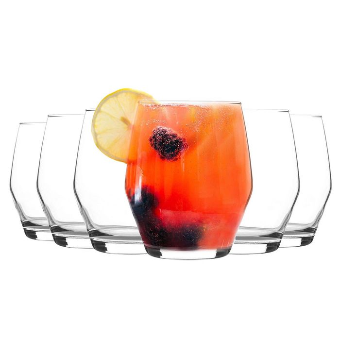 LAV 6 Piece Ella Whiskey Glasses Set - Modern Long Drink Glass Cocktail Tumblers - 370ml