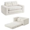 Advwin Folding Sofa Bed 2 in 1 Convertible Floor Loveseat Sofa Fold Out Corduroy Sleeper Couch w/ 2 Pillows Beige