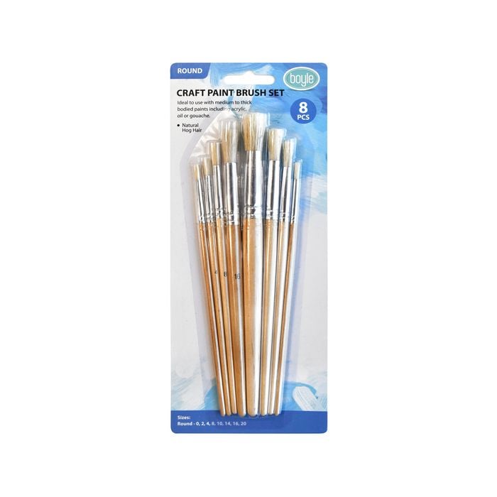 Boyle 8 Piece Craft Round Natural Hog Hair Brush Set