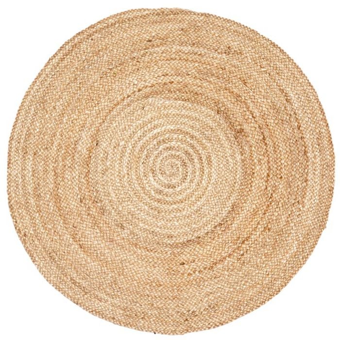 Handwoven Round Jute Rug-Plain 001-Natural-120x120cm