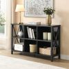 Homfurn 6 Cube Storage Organizer With Shelf, Long Wood And Metal Cubby Bookcase And Consle Table, Black Bookshelf