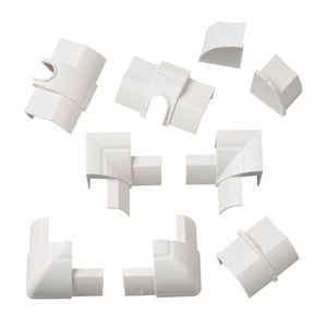 D-Line 22 x 22mm White 9 PieceS Smooth Fit Cable Cover Accessories Bends Connectors Endcap