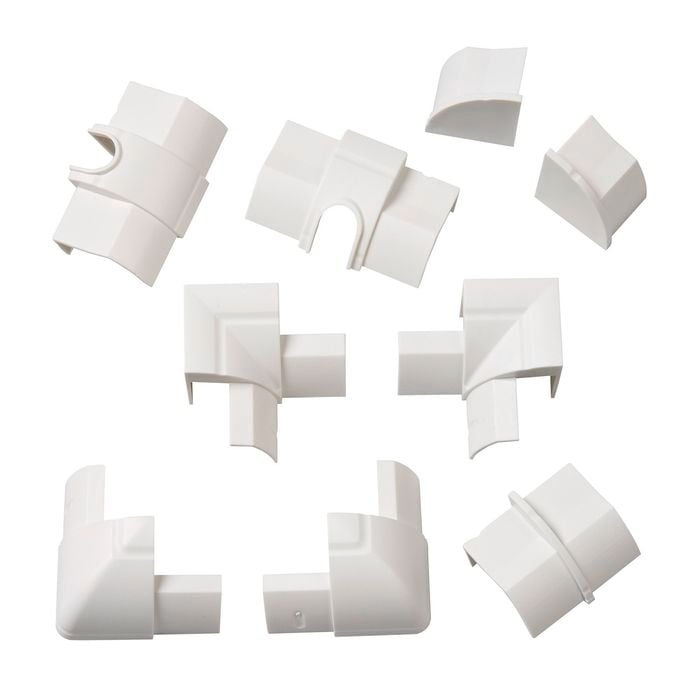 D-Line 22 x 22mm White 9 PieceS Smooth Fit Cable Cover Accessories Bends Connectors Endcap