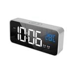 TODO Digital Alarm Clock Large Display USB Rechargeable - Silver