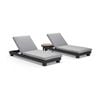 Santorini Sun Lounge Set Round Table Charcoal & Olefin Grey Cushions