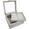 LVD MDF Glass 21x20.5cm Jewellery Box Storage Square - Dove