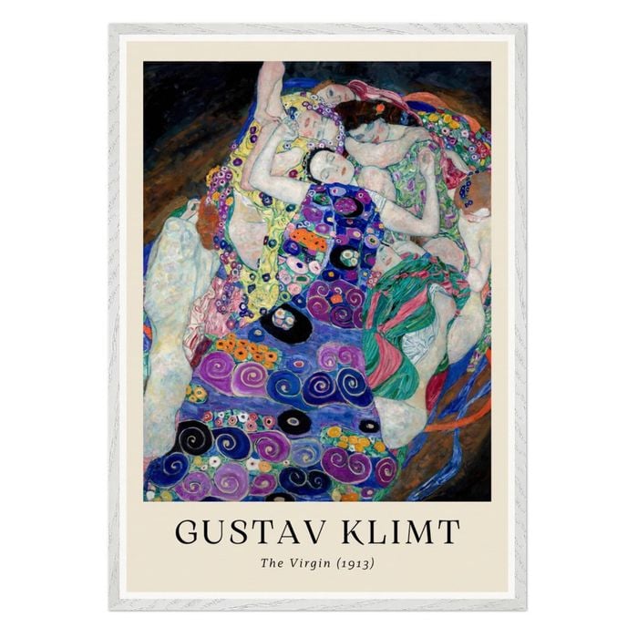 Galrie Gustav Klimt's The Virgin - Stunning Art Nouveau Print for Home Decor, White Frame, A2 42 x 60cm (16 x 24inch)
