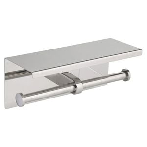 Metlam Australia Satin Stainless Steel Double Toilet Roll Holder with Shelf