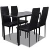 vidaXL Dining Set 5 Pieces Artificial Leather Black Dinner Table and Chair