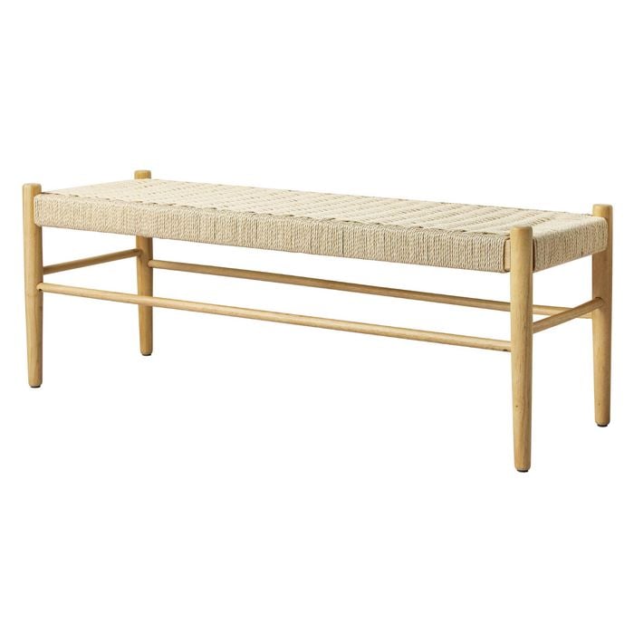 Levede Natural Oak Wood Bench Jute Cord Seat
