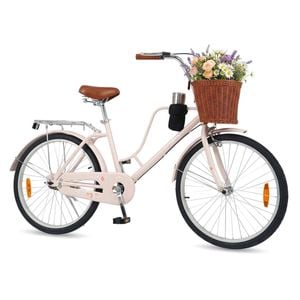 Costway 60cm Beach Cruiser Bike Commuter Adult Bicycle w/Adjustable Seat & Kickstand