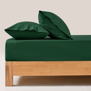 Dreamaker 250TC Cotton & Recycled Polyester Blend Fitted Sheet Set Hunter Green Single Bed