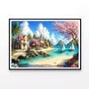 Houses, Boats with Trees  Print 100% Australian Made 120x90cm  (Poster)