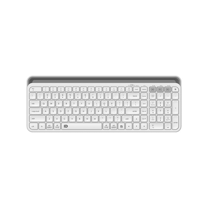 Rechargeable Wireless Bluetooth Keyboard Tablet Holder - White