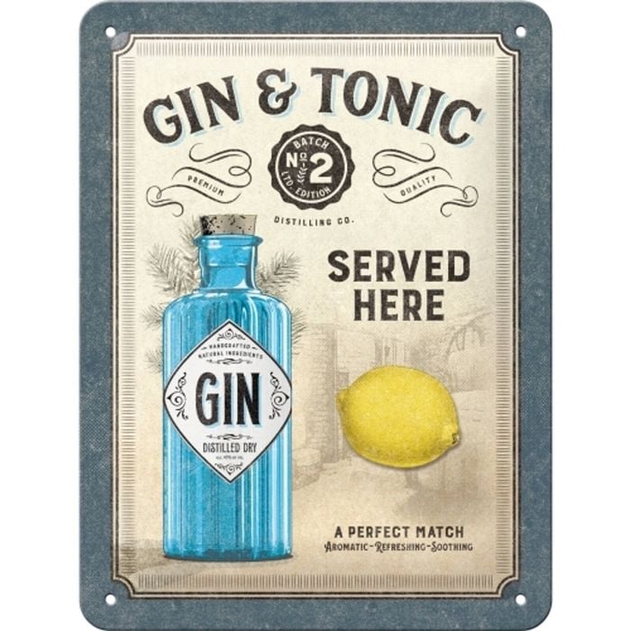 Nostalgic-Art 15x20cm Small Sign Gin and Tonic Served Here