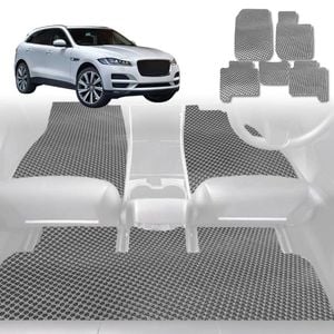 6D Diamond Car Floor Mats for Jaguar F-PACE 2016-Current-Full Set-Grey-Outback GT