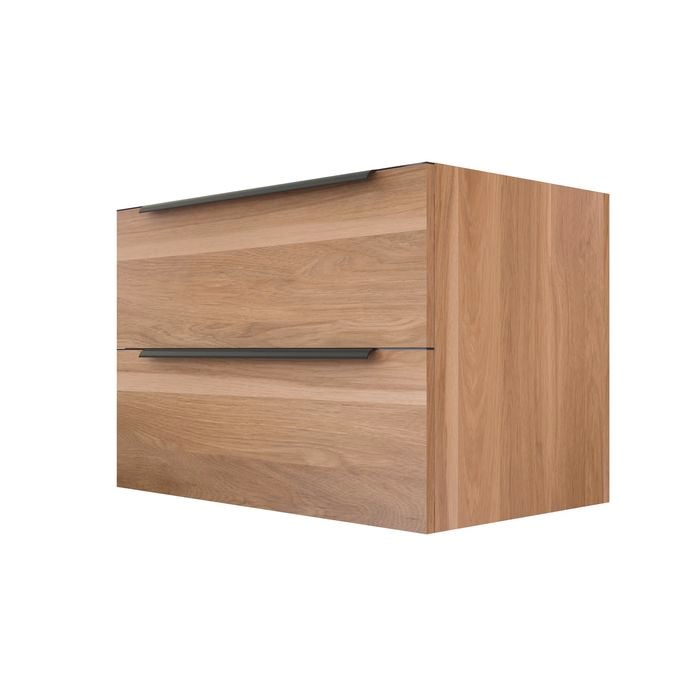 Stein 750 x 450 x 500mm Light Select Wall Hung Black Integrated Handle Vanity - Cabinet Only