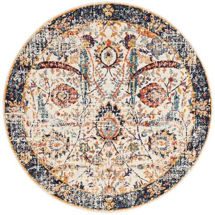 Sense 255 Off White 150x150cm - Small Round Transitional Pet Friendly Indoor Rug