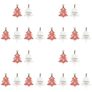 12PK LVD Tree Checkered Home/Office Hanging Christmas Ornament Decor 8x9cm Red