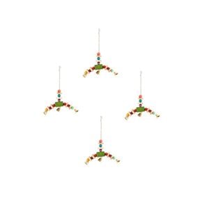 Yes4pets 4x Bird Toy Hanging Pine W Bells 20x26cm