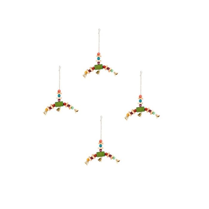 Yes4pets 4x Bird Toy Hanging Pine W Bells 20x26cm