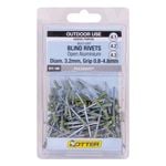 Otter Pale Eucalypt® 3.2 x 0.8-4.8mm Multi-Grip Open Aluminium Blind Rivet - 100 Pack