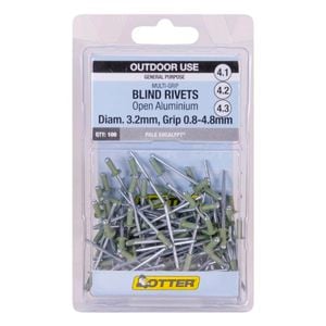 Otter Pale Eucalypt® 3.2 x 0.8-4.8mm Multi-Grip Open Aluminium Blind Rivet - 100 Pack