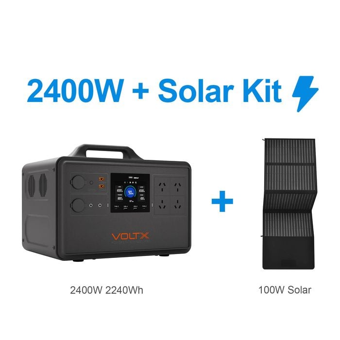 Voltx 2400w Power Station With 100w Solar Panel – Solar Generator Bundle For Outdoor & Home Use