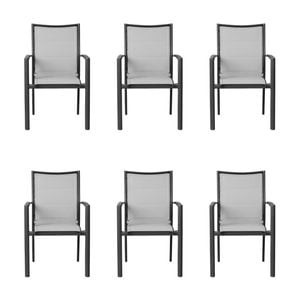 Oro 6pc Set Aluminium Outdoor Dining Chair Charcoal
