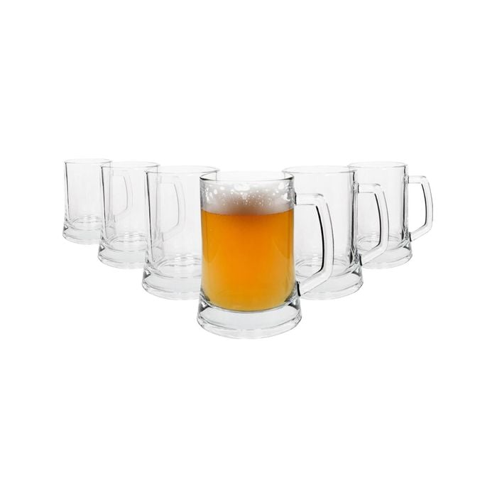 Glass Beer Mugs - 500ml - Pack of 6