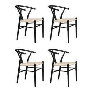Levede 4pcs Replica Hans Wegner Dining Chairs - Black