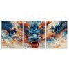 3pcs Art Deco Dragon Colorful Print 100% Australian Made 3 x 40x60cm (Metal Print)