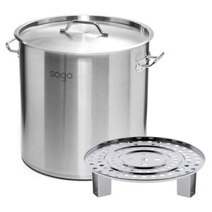 SOGA Stainless Steel Stock Pot 21L with Single Steamer Rack Insert