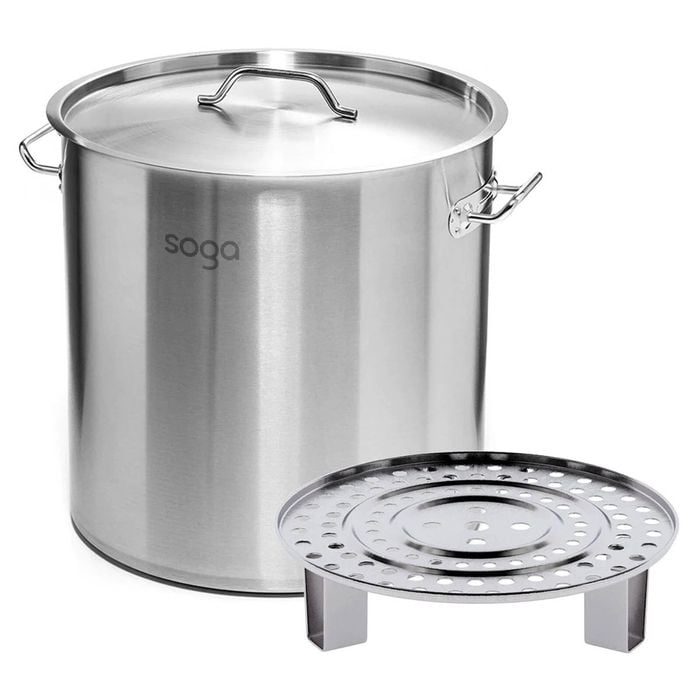 SOGA Stainless Steel Stock Pot 21L with Single Steamer Rack Insert