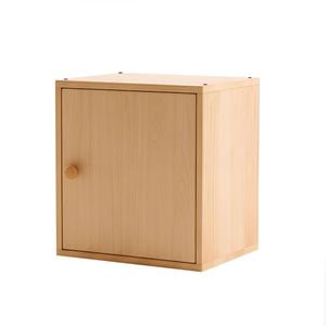 Lauft 1pc Modular Bamboo Wood Storage Cabinet Box, Stackable Single Door File