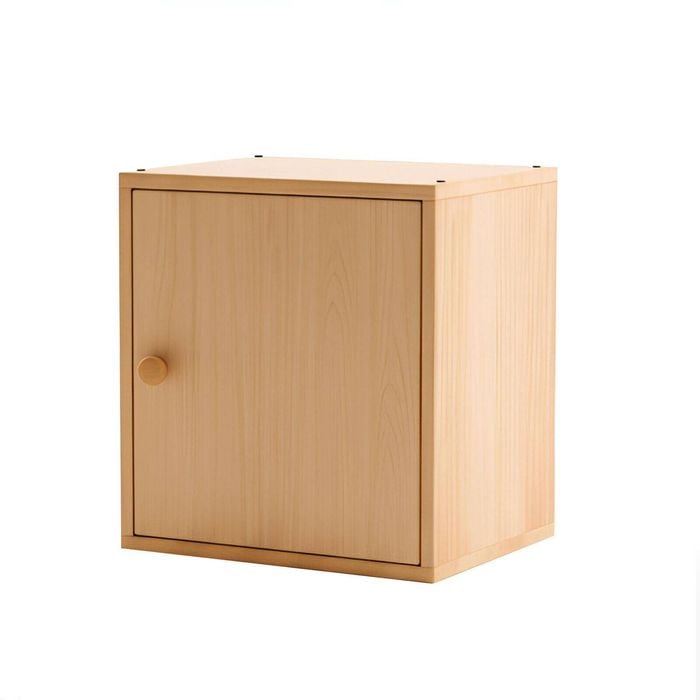 Lauft 1pc Modular Bamboo Wood Storage Cabinet Box, Stackable Single Door File