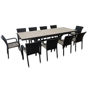 FurnitureOkay Richmond-Mosman 11-Piece Sintered Stone Extendable Outdoor Dining Setting