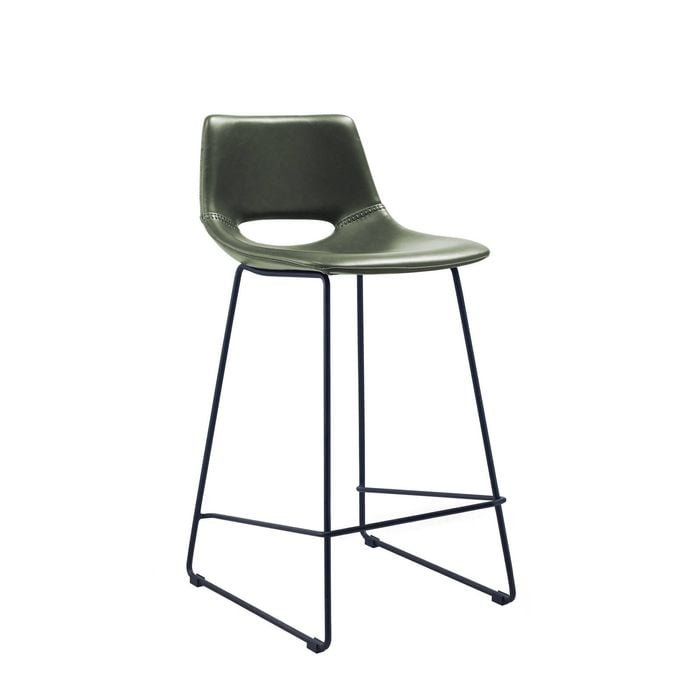 Green synthetic leather Zahara barstool height 65 cm