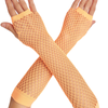 12x Long Elbow Length Fishnet Gloves Fingerless 70s 80s Wos Costume Party Bulk in Orange